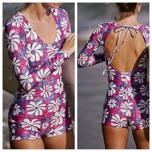Free People x Inner Relm Daydream Surf Suit - Geo Purple | LARGE NWOT